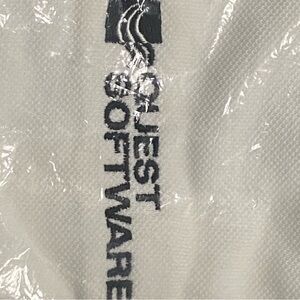Quest software logo White Polo shirt with black/grey neck trim Large
